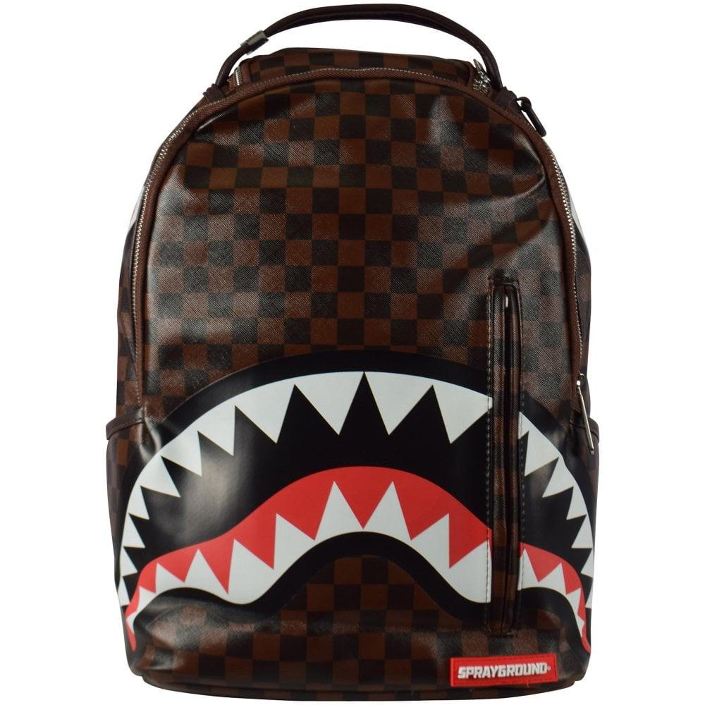 Sprayground Synthetic Sharks In Paris Gold Zipper Backpack in Cocoa
