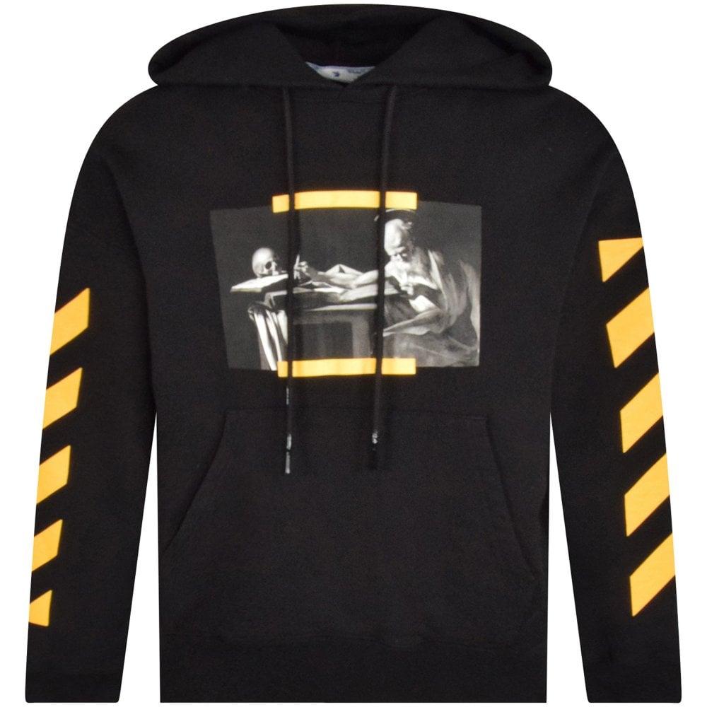 Off-White c/o Virgil Abloh Cotton Black & Yellow caravaggio Diagonal  Striped Pullover Hoodie for Men | Lyst