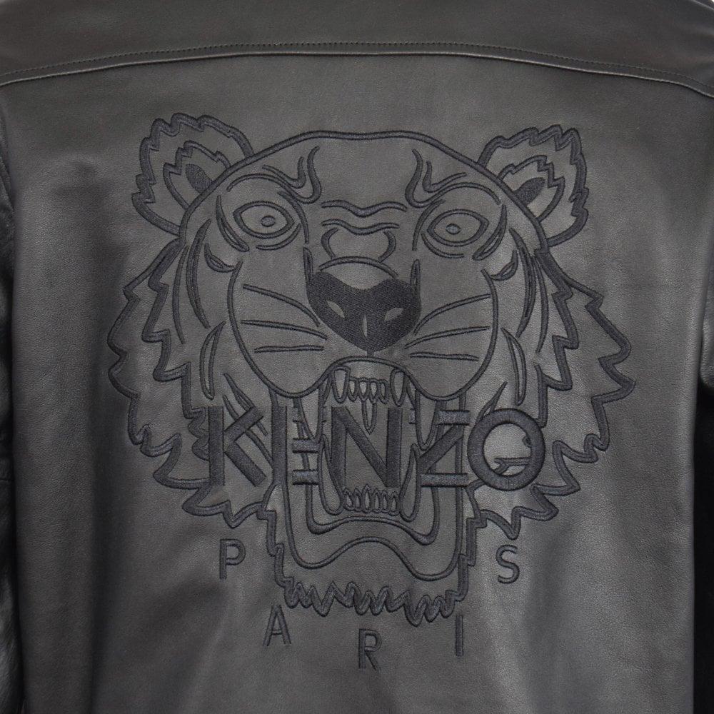 KENZO Black Leather Tiger Jacket for Men | Lyst