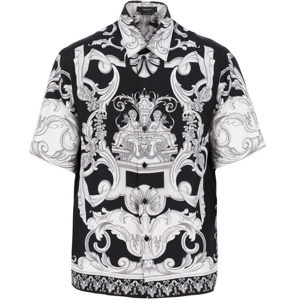 Versace Silver Baroque Silk Shirt in Black for Men | Lyst