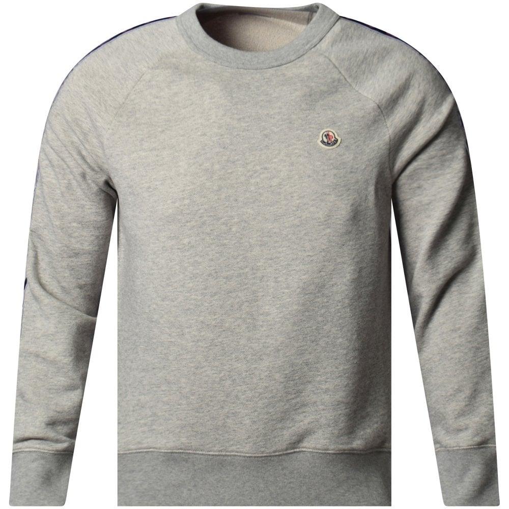 blåhval chant tårn Moncler Grey Logo Taping Crew Neck Sweatshirt in Gray for Men | Lyst