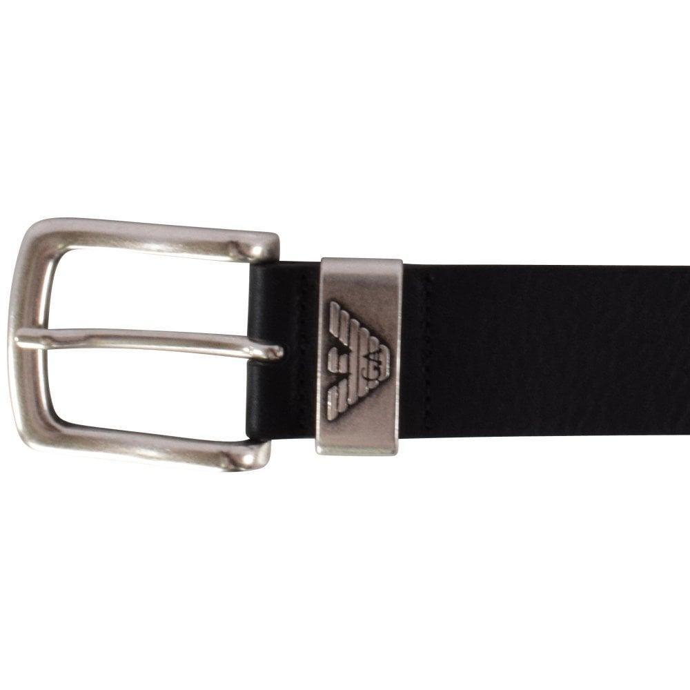 Emporio Armani Black Leather Belt for Men Lyst