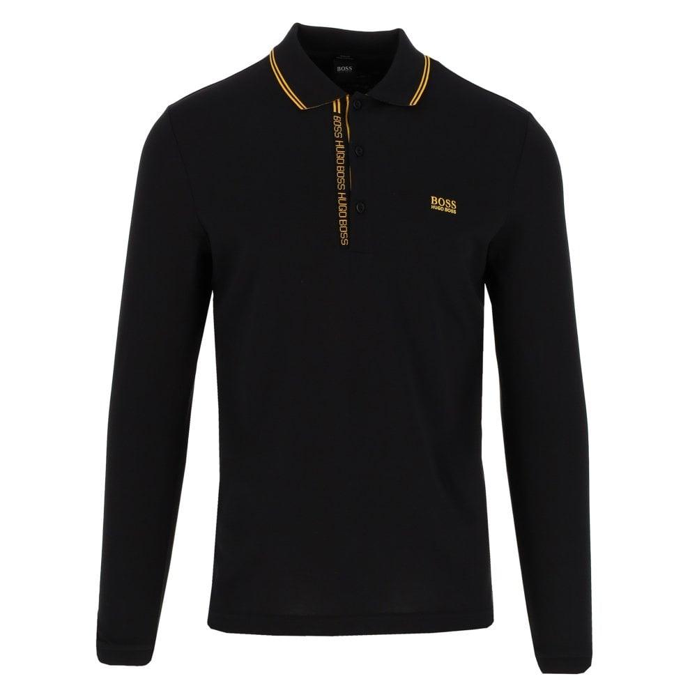 BOSS by HUGO BOSS Pleesy Long Sleeve Polo Shirt in Black for Men | Lyst