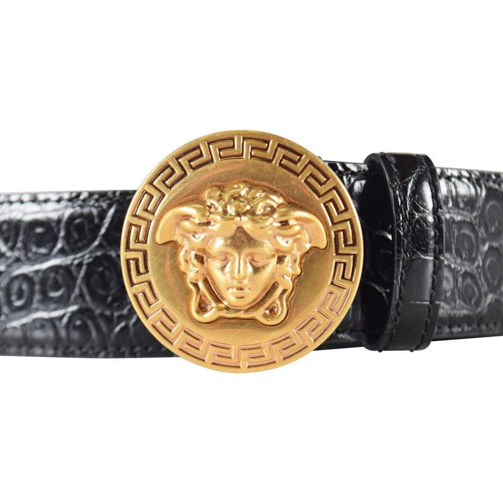 Versace Leather Round Medusa Belt in Gold (Metallic) for Men Lyst