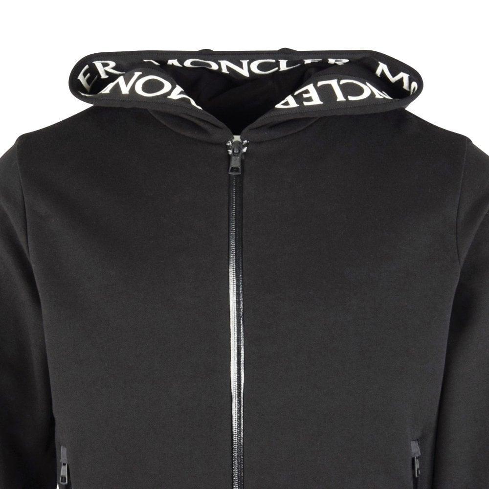 Moncler Rubber Black Embroidered Logo Trim Hoodie for Men - Lyst