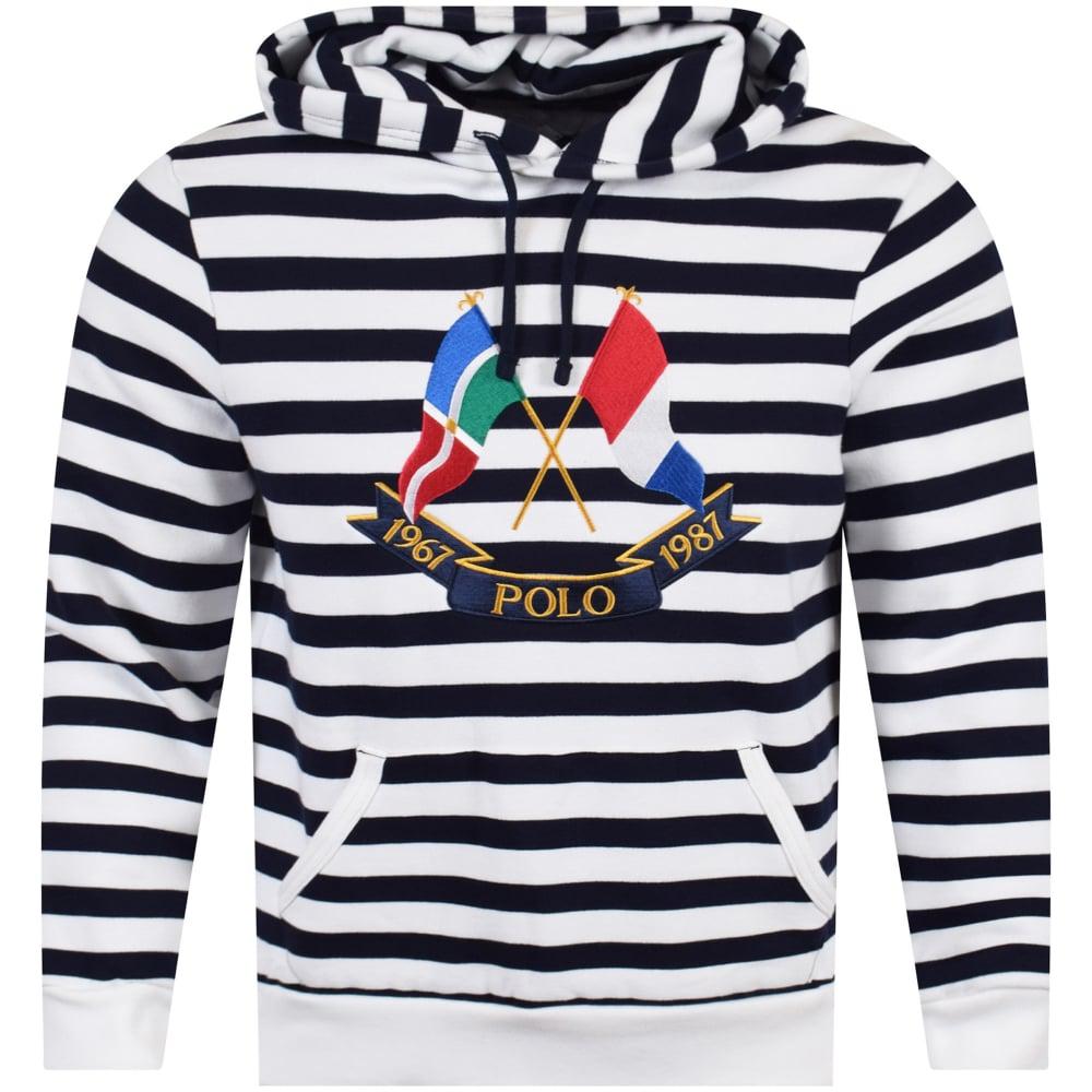 blue white striped hoodie