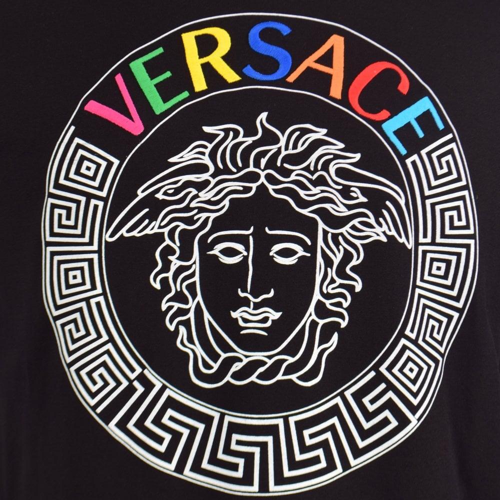 Versace Cotton Multi-colour Medusa Logo T-shirt in Black for Men - Lyst
