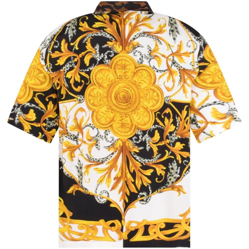 Versace Synthetic Mixed Print Cuban Collar S/s Shirt in White for Men ...
