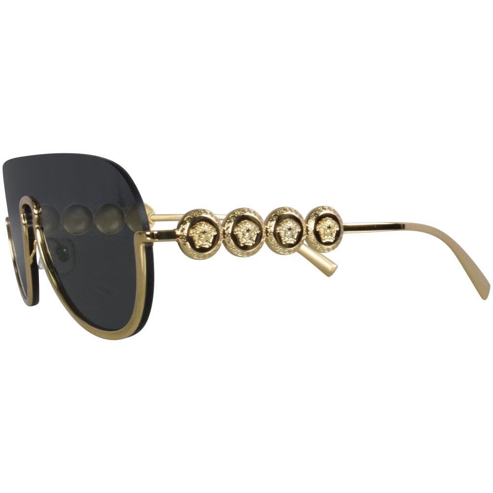 Versace Dark Gold Signature Medusa Visor Sunglasses for Men | Lyst