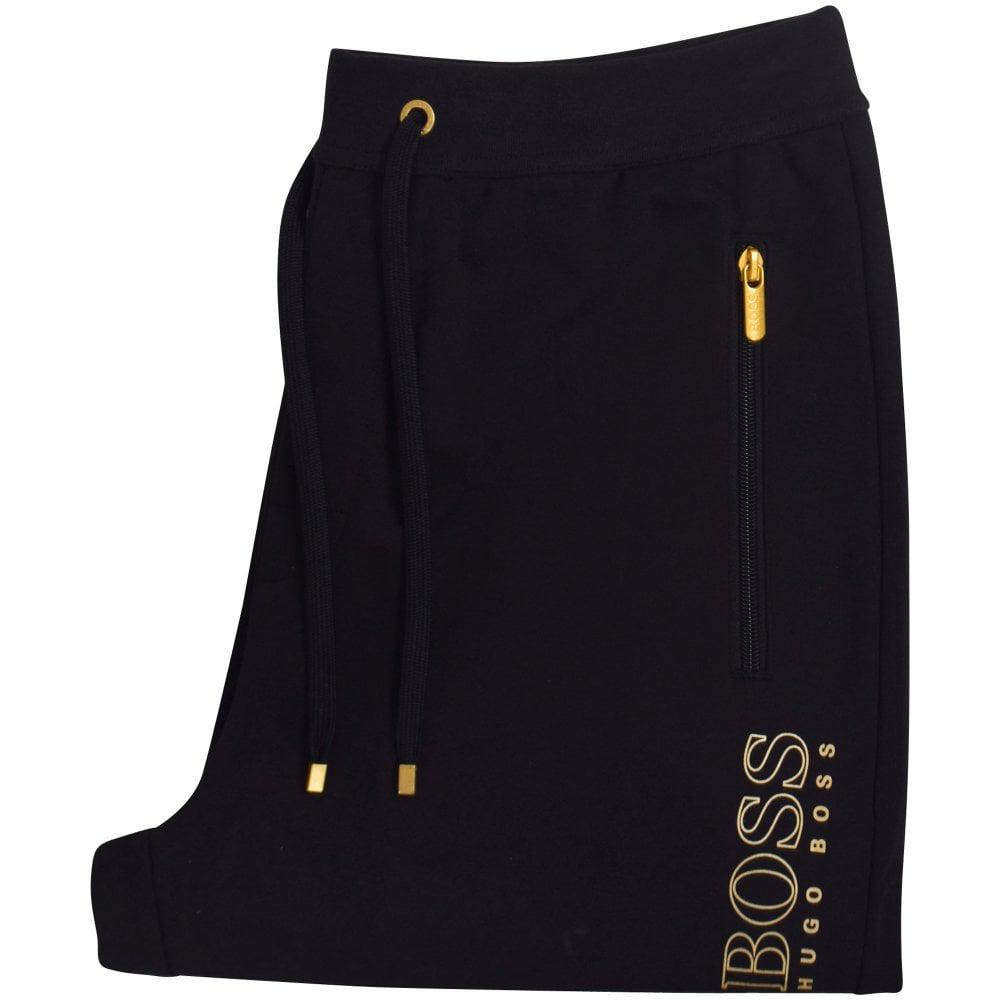 BOSS by HUGO BOSS Cotton Black/gold Logo Sweatpants for Men - Lyst