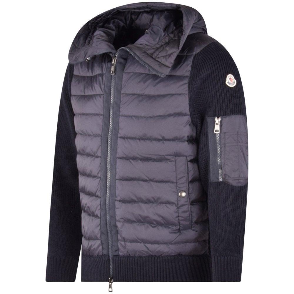 Moncler Wool Navy Padded Tricot Cardigan in Blue for Men - Lyst