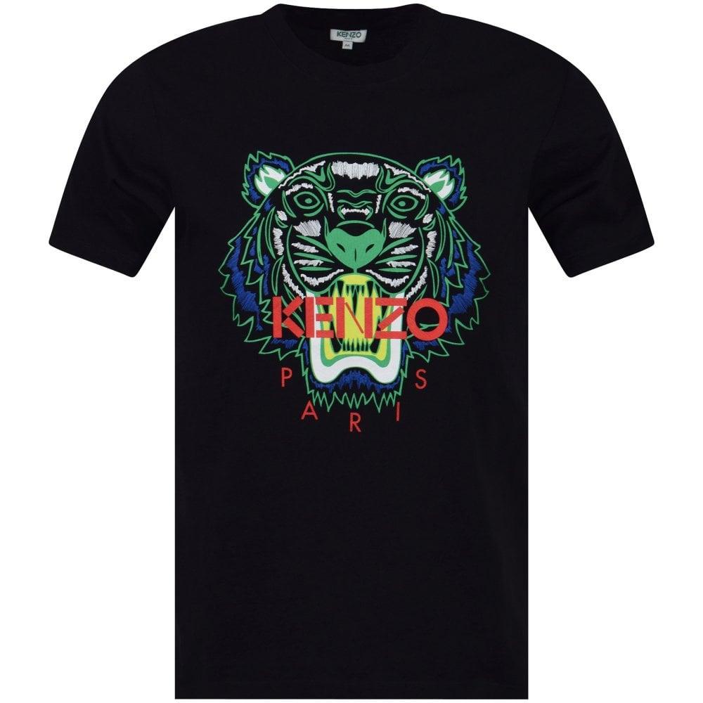 KENZO Black Green Contrast Tiger Head T-shirt for Men | Lyst
