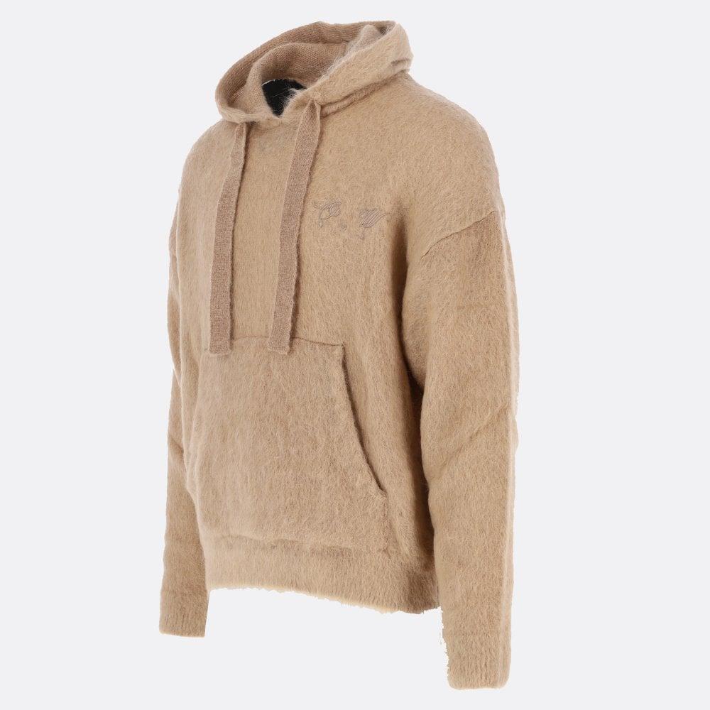 Off-White c/o Virgil Abloh Brushed Mohair Pullover Hoodie in Natural for  Men | Lyst