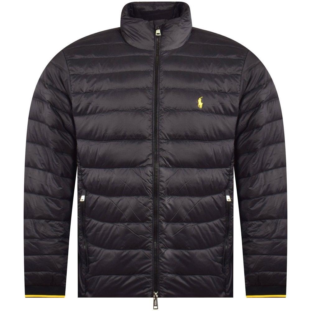 Polo Ralph Lauren Black/yellow Polo Pony Quilted Down Jacket for Men | Lyst