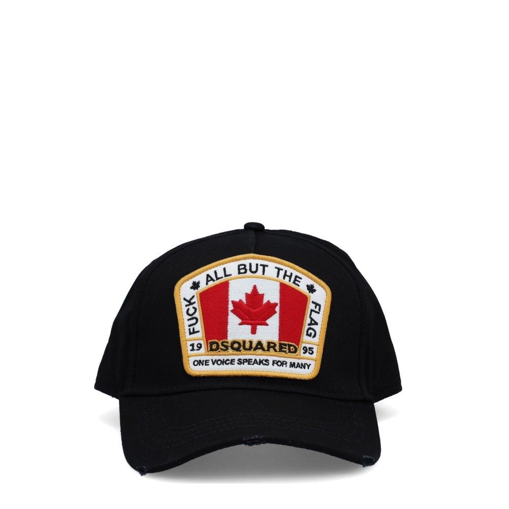 DSquared² Cotton Flag Logo Cap in Black 