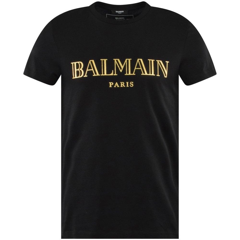 Balmain Black/gold Paris Logo T-shirt for Men - Save 12% - Lyst