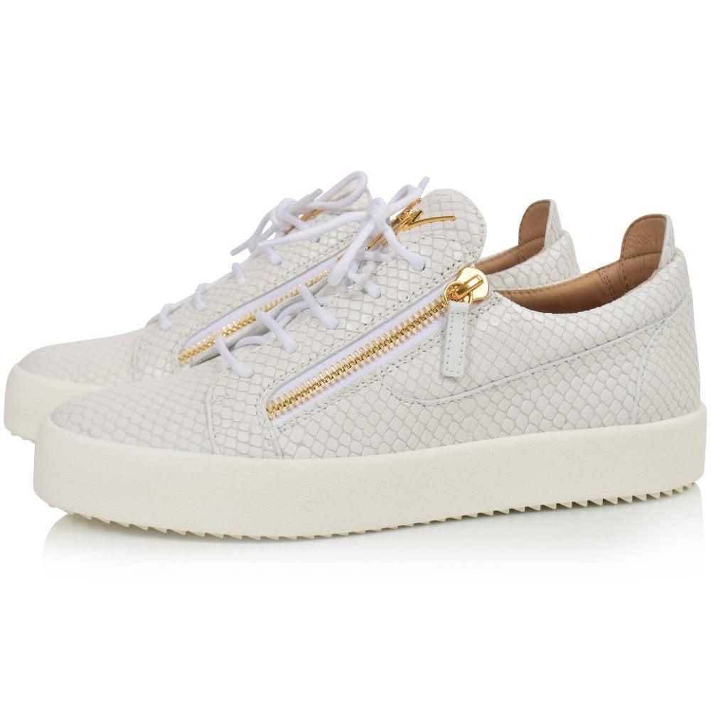 Giuseppe Zanotti Leather White Croc Frankie Low-top Trainers for Men - Lyst
