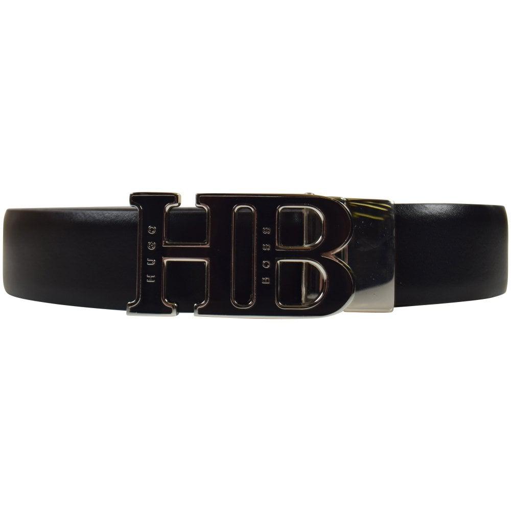 Hugo Boss Leather Black Hb Buckle Belt 