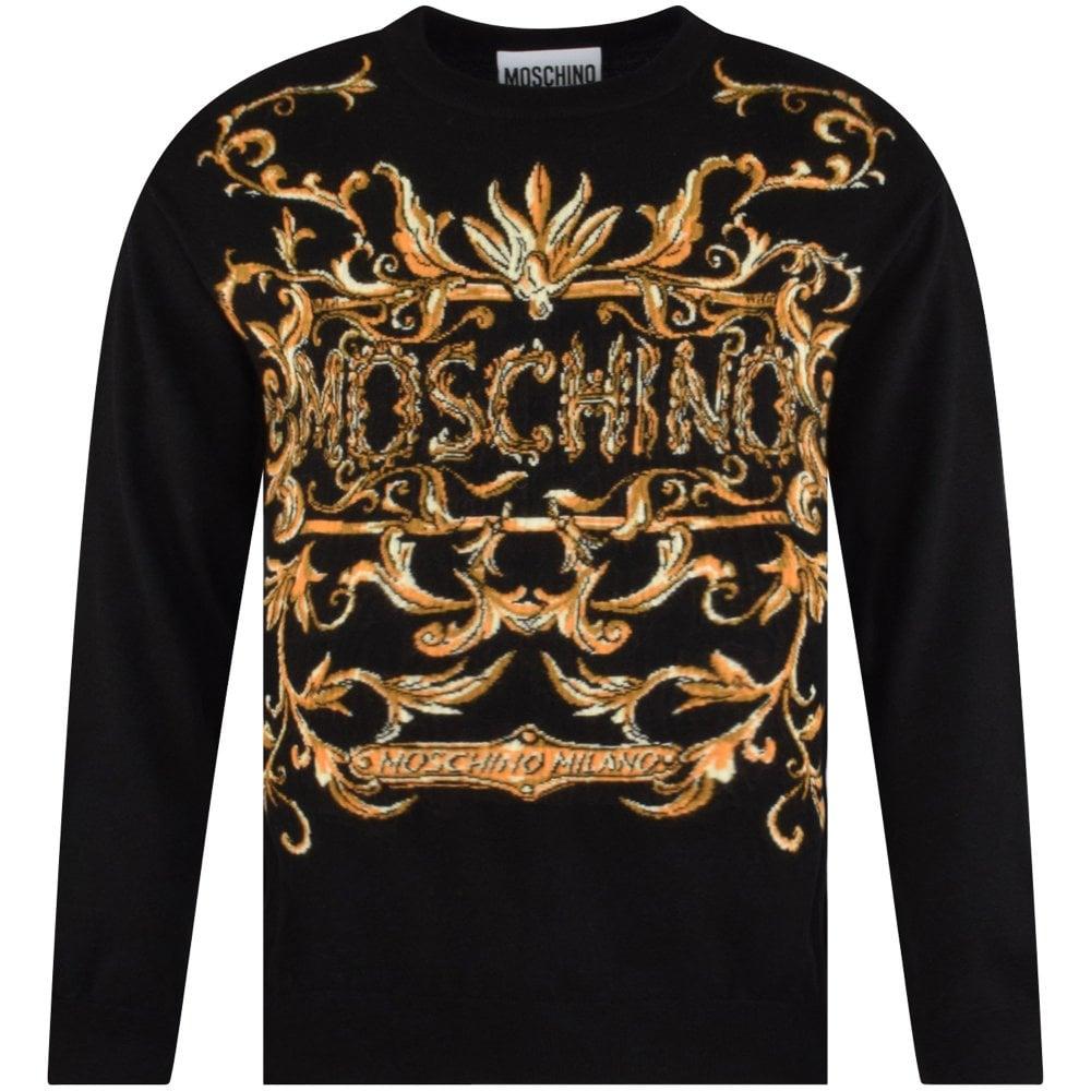 Moschino Black/gold Baroque Knitted Jumper for Men | Lyst