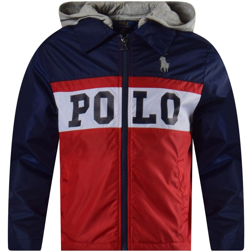 polo windbreaker red white and blue