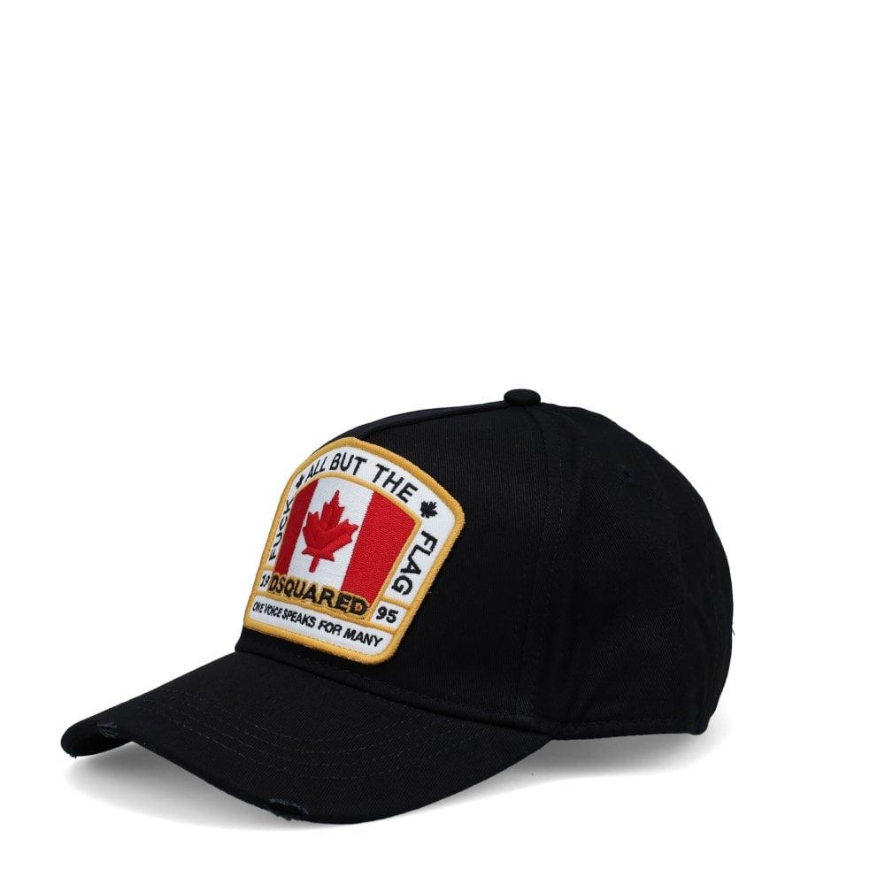DSquared² Cotton Flag Logo Cap in Black 