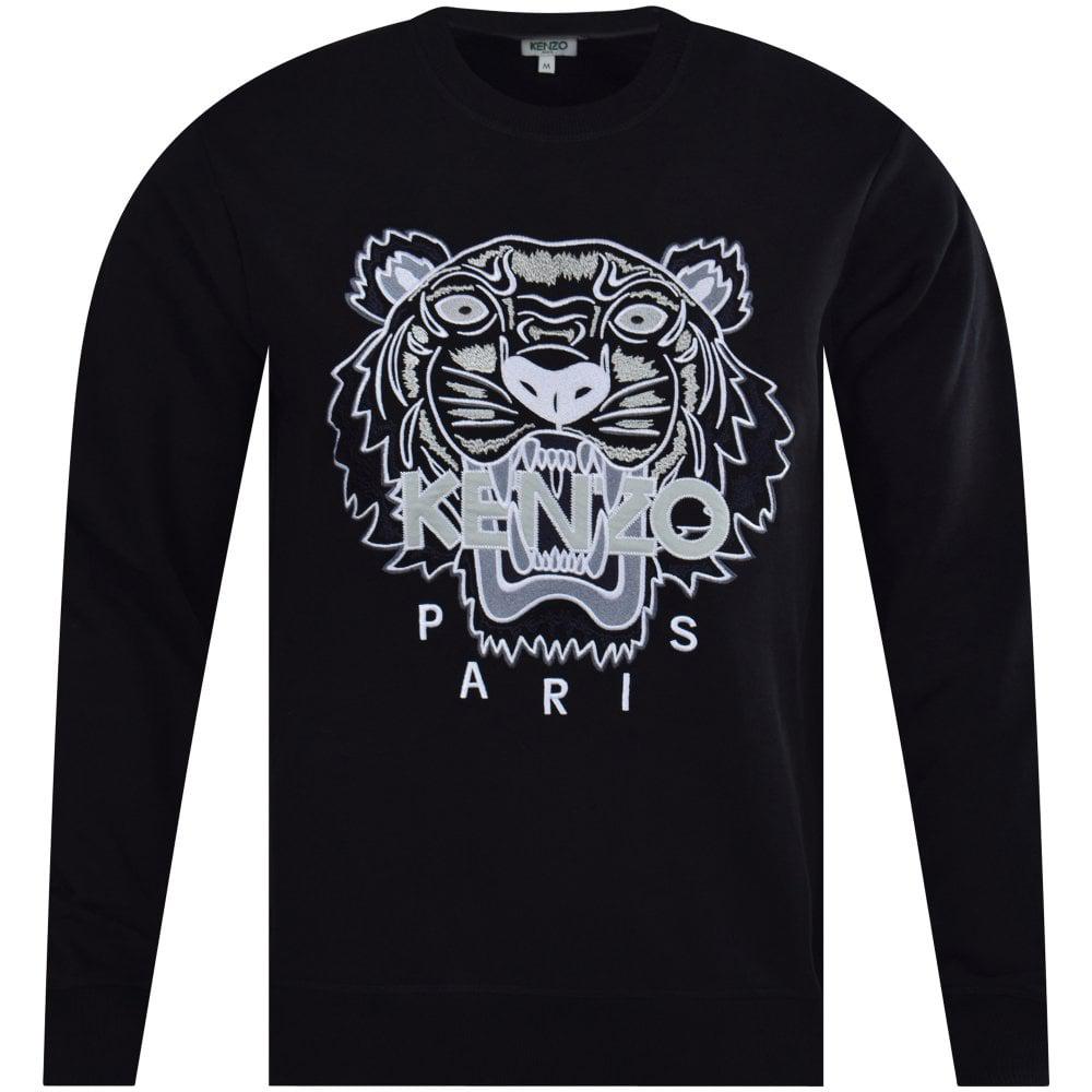 KENZO Black/white Embroidered Tiger Sweatshirt for Men Lyst