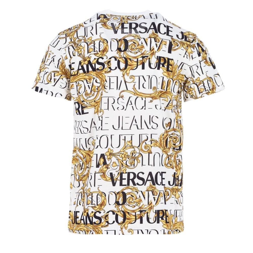 Versace Jeans Couture White & Gold Logo T-shirt for Men | Lyst