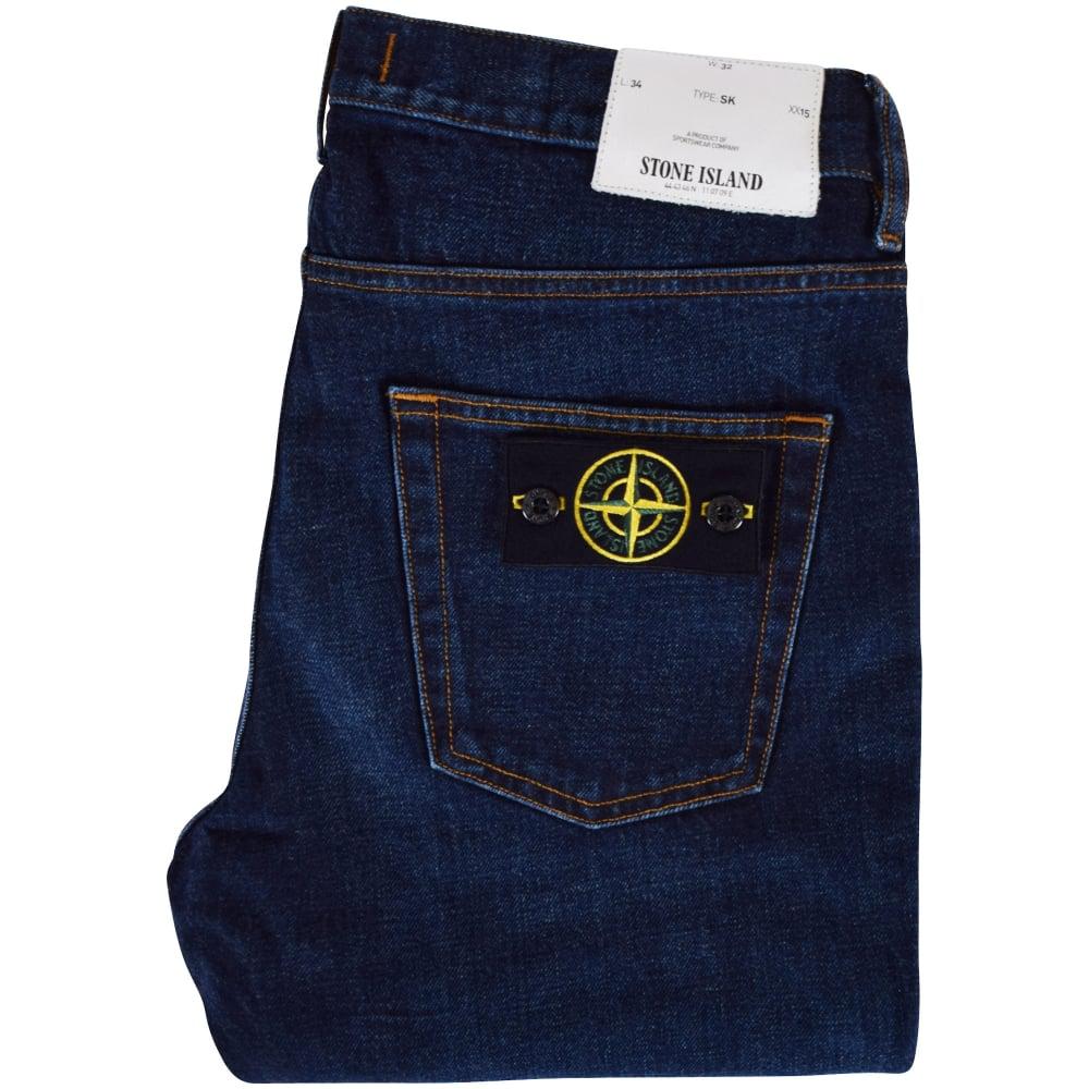 Stone Island Denim Dark Wash Skinny Fit Jeans in Blue for Men - Lyst