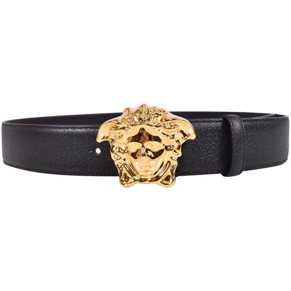 Versace Black/gold Palazzo Calf Leather Belt in Metallic for Men - Lyst