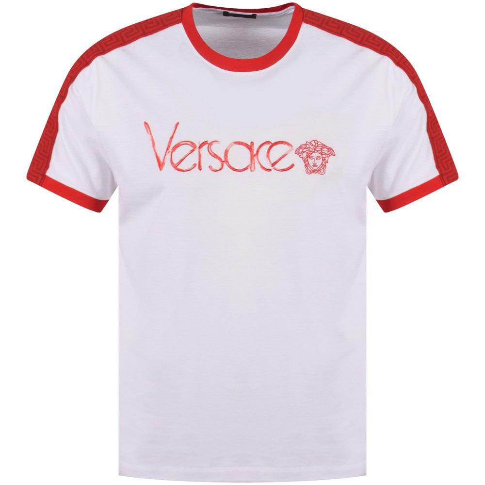 red Embroidered Logo T-shirt for Men - Lyst
