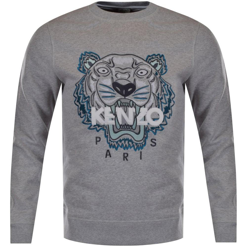 KENZO Denim Grey/blue Tiger Logo Sweatshirt in Pale Grey (Gray) for Men -  Lyst