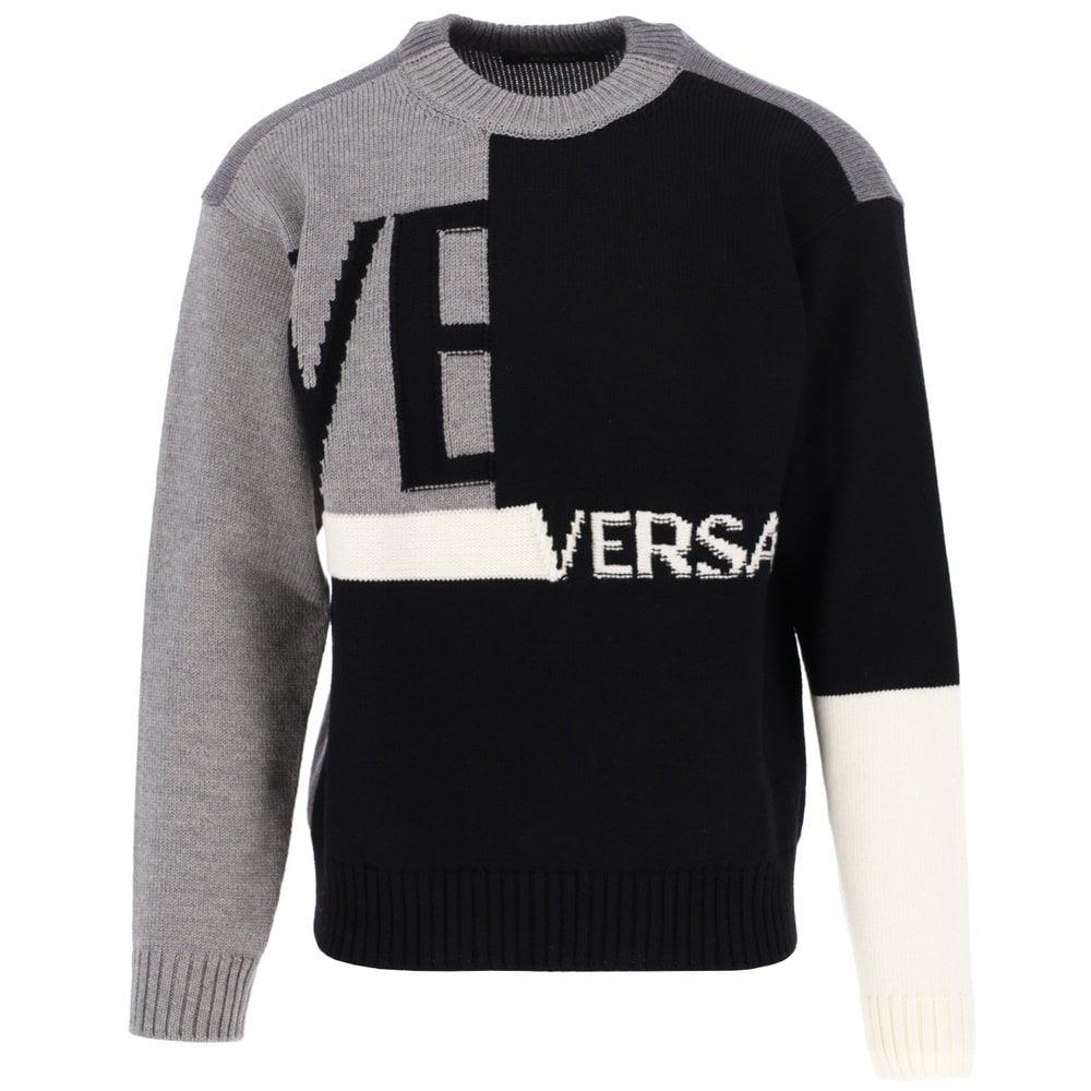 Versace Wool Grey Colour Block Knitted 