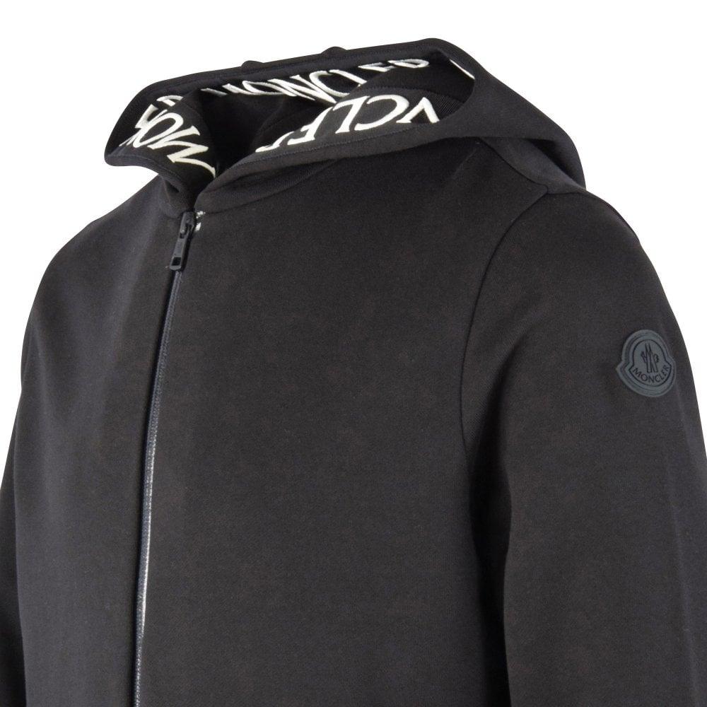 Moncler Rubber Black Embroidered Logo Trim Hoodie for Men - Lyst