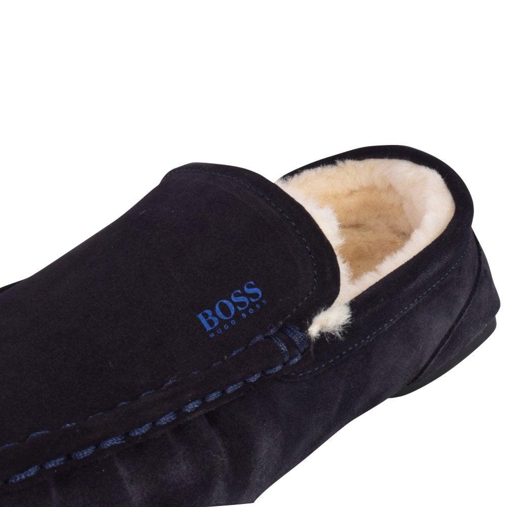 BOSS by Hugo Boss Navy Suede Moccasin Slippers in Dark Blue (Blue) for