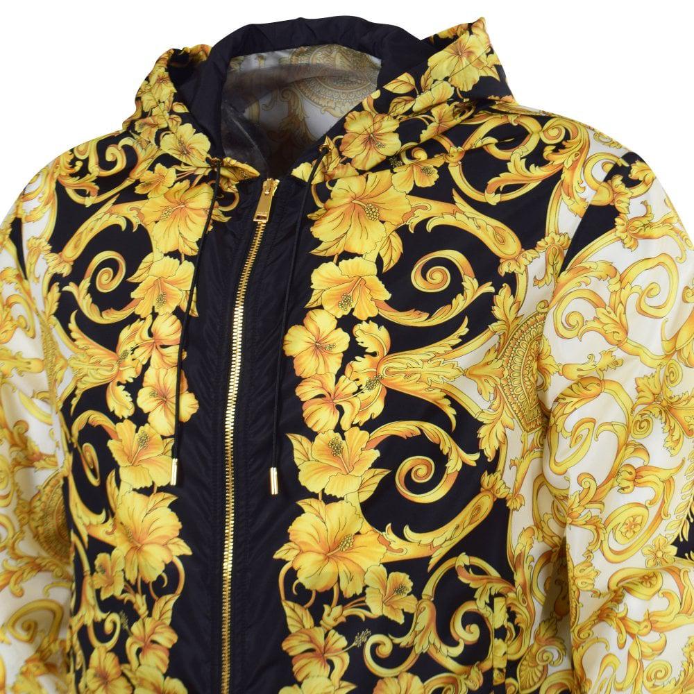 gold hibiscus print hoodie