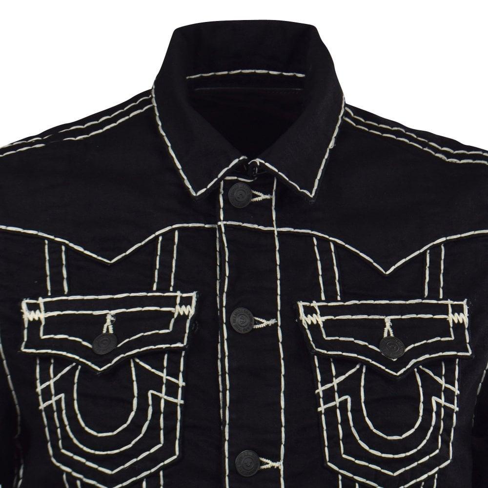 black jean jacket true religion
