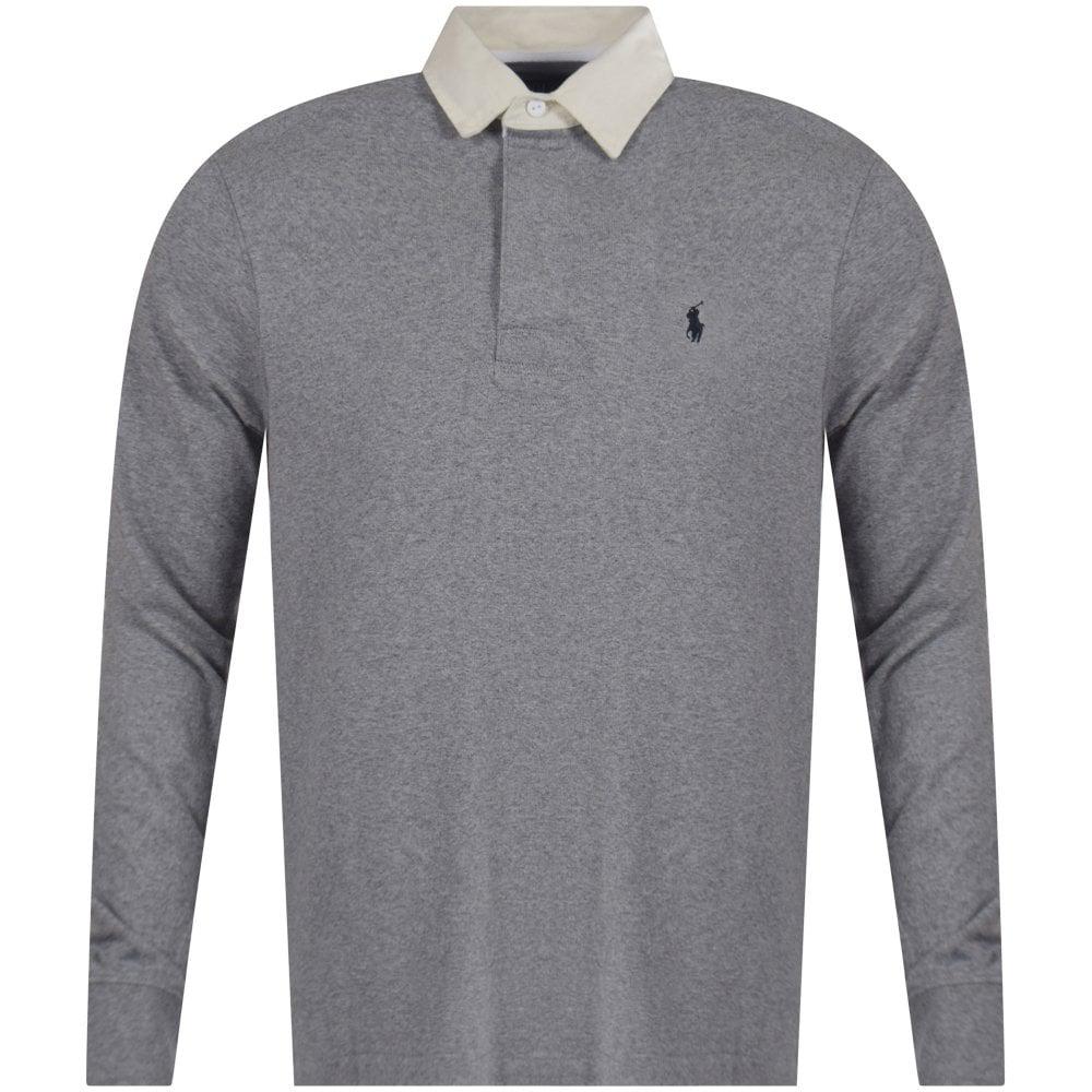 Polo Ralph Lauren Heather Grey Iconic Rugby Polo Shirt in Gray for Men ...