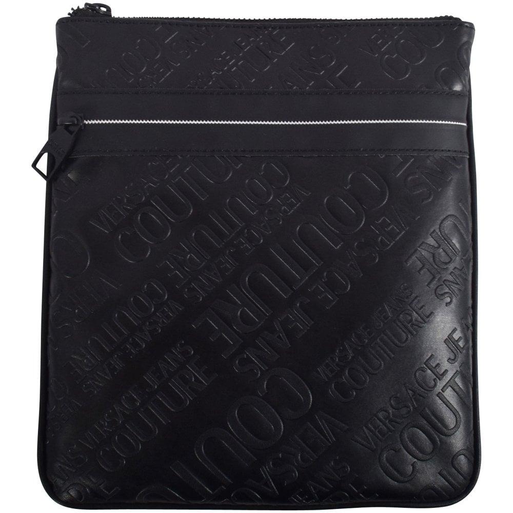 Versace Jeans Couture Linea Logo Leather Shoulder Bag in Black for Men -  Lyst
