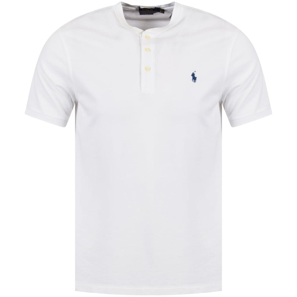 Polo Ralph Lauren White Grandad Collar Polo Shirt for Men | Lyst