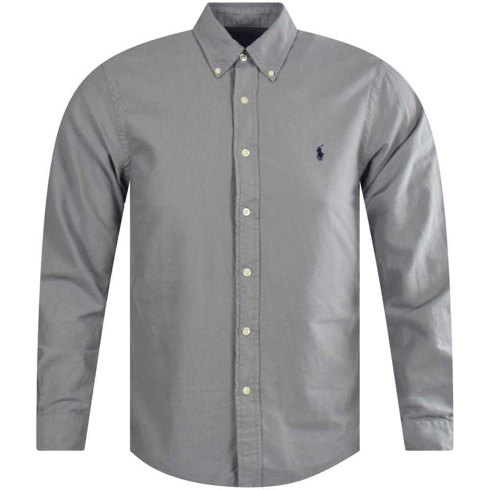 Polo Ralph Lauren Garment Dyed Long Sleeve Oxford Shirt Grey in Gray for  Men | Lyst