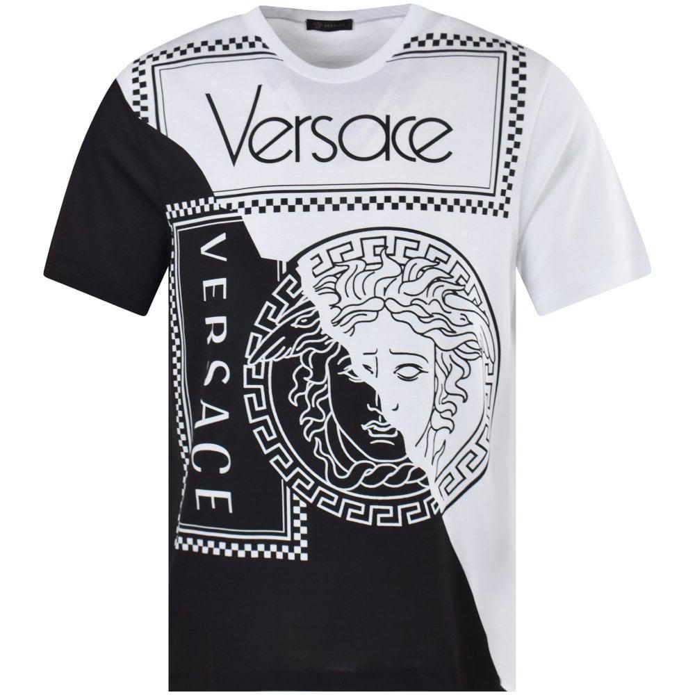 versace t shirt black and white