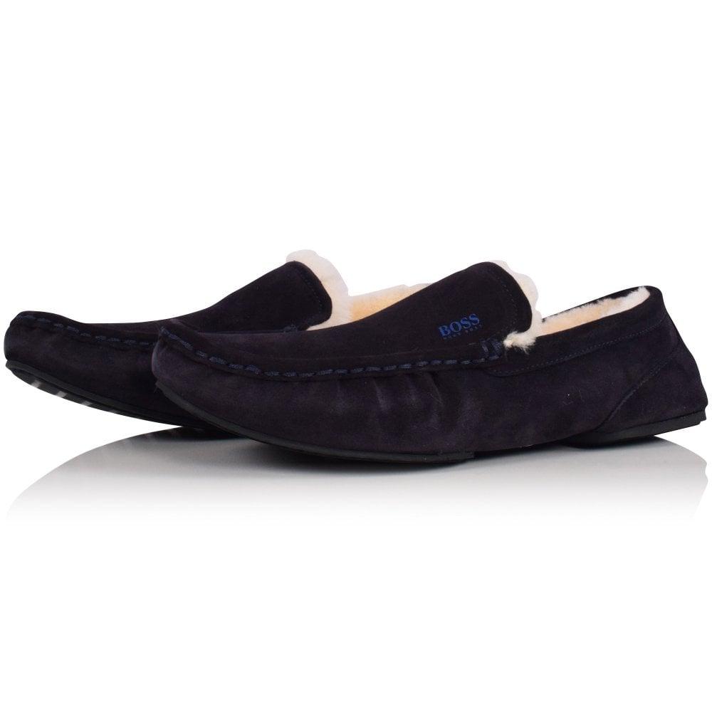 BOSS by BOSS Navy Moccasin Slippers in Blue for Men | Lyst