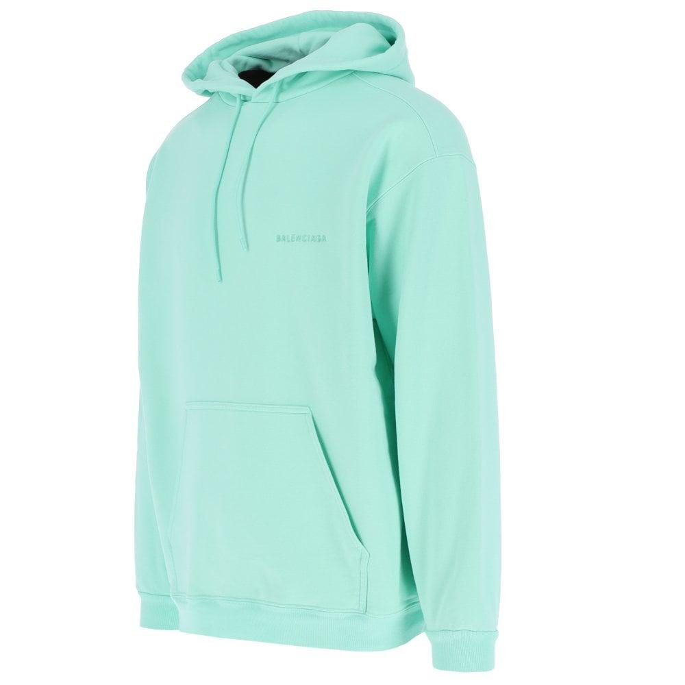 Balenciaga Fleece Signature Logo Medium Fit Hoodie in Mint (Green) for Men  | Lyst