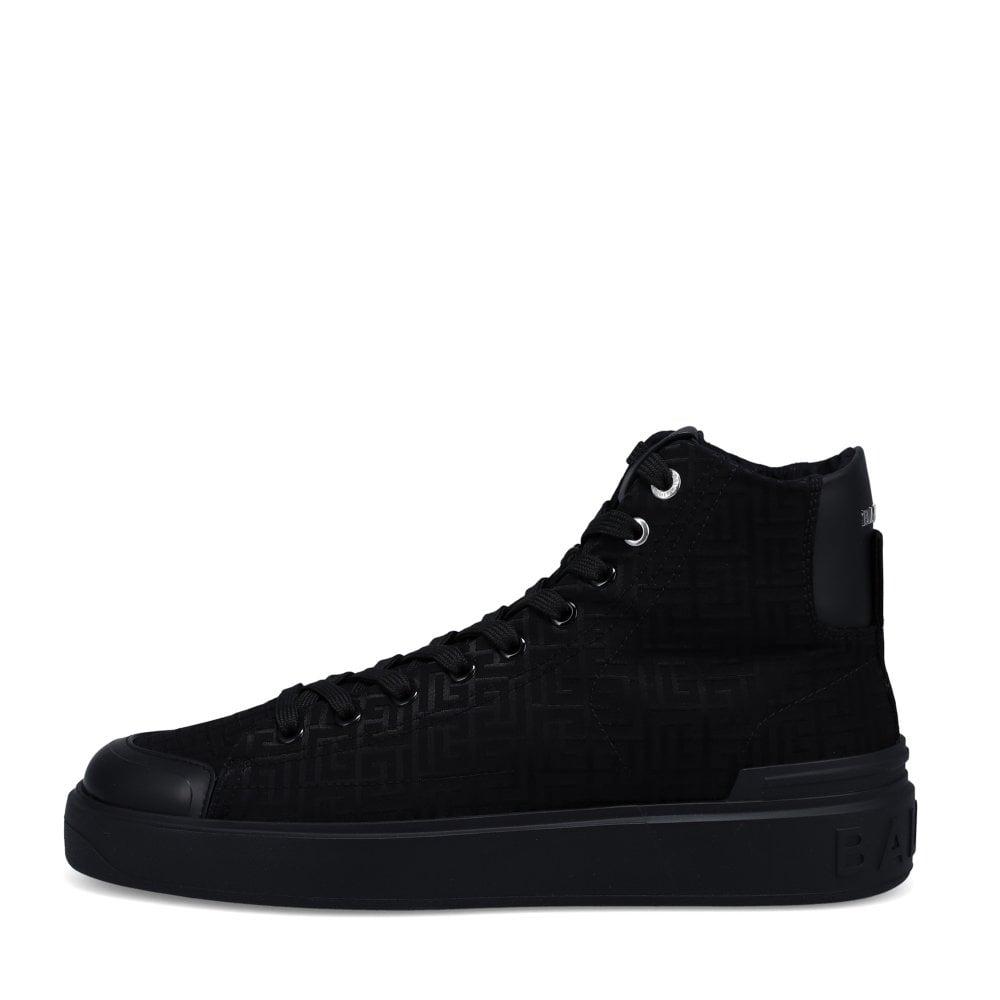 Balmain B-court Monogram High Top Sneakers in Black for Men | Lyst