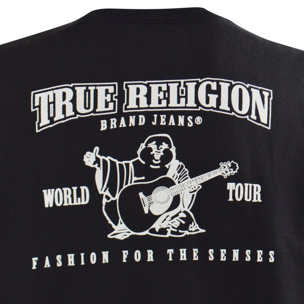 True Religion Synthetic Black/white Logo Sweatshirt for Men - Lyst
