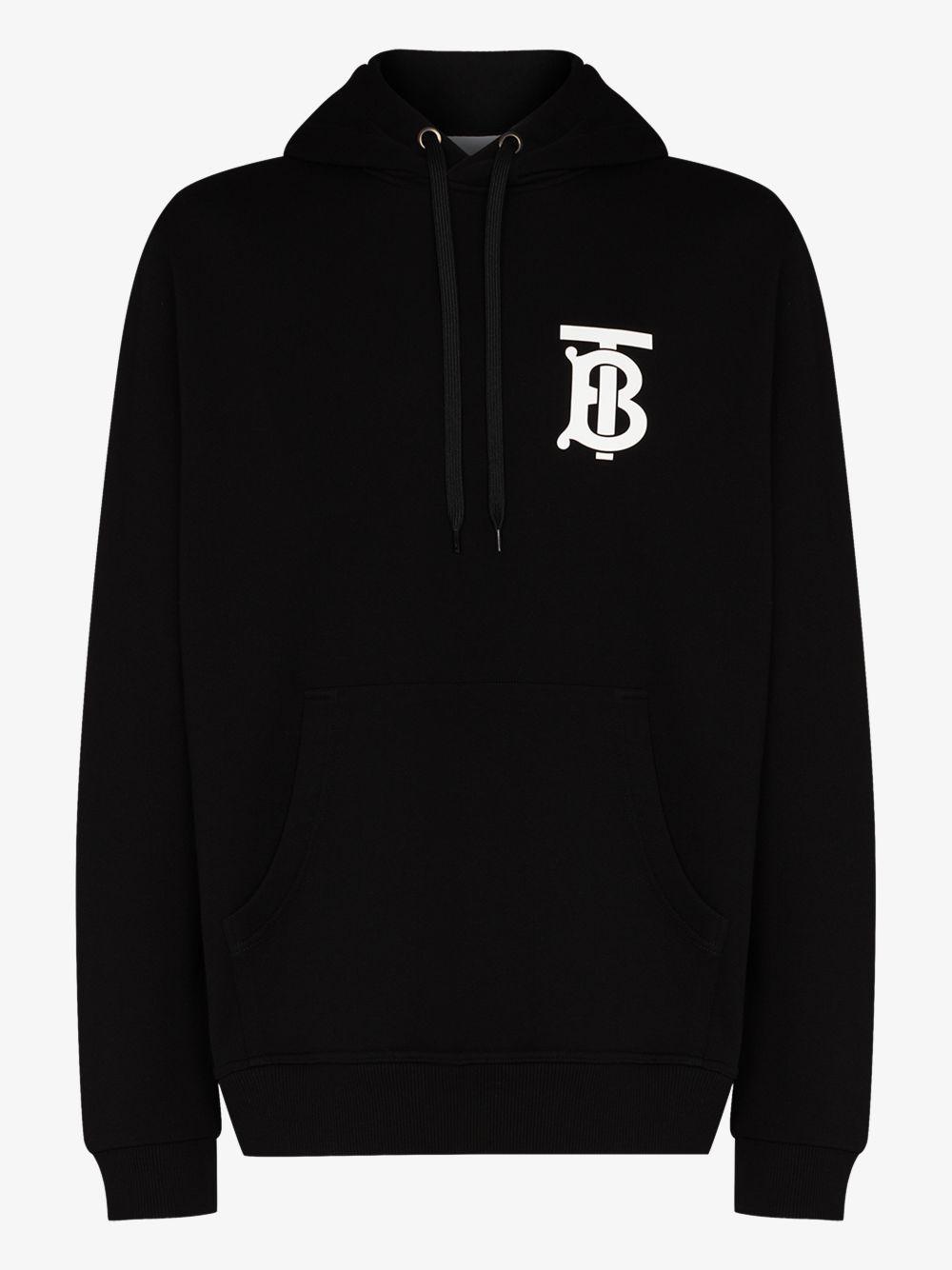 Burberry Tb-logo Cotton Hooded Sweatshirt in Black for Men | Lyst