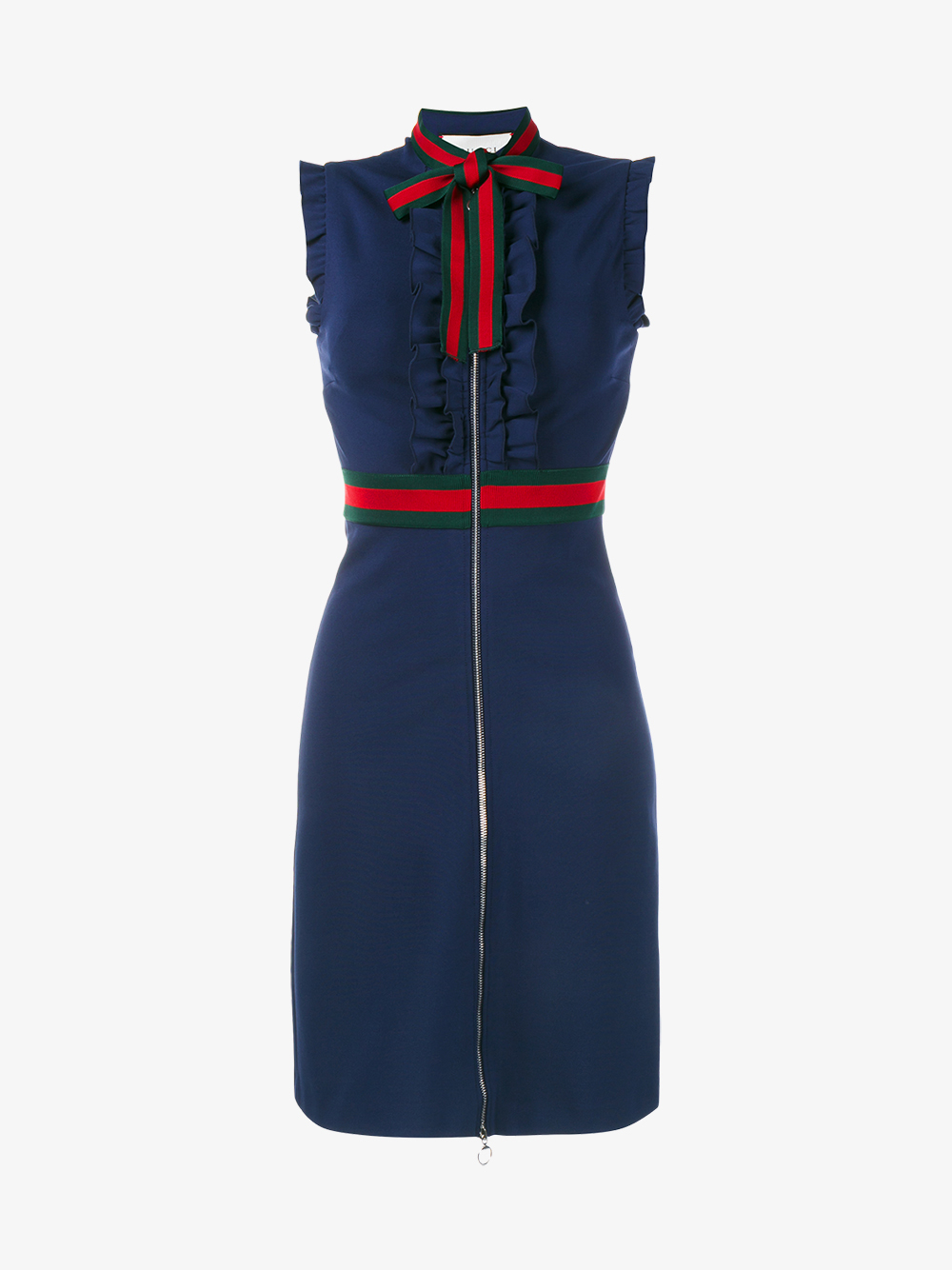 Gucci Synthetic Sleeveless Ruffled Dress in Navy (Blue) - Lyst