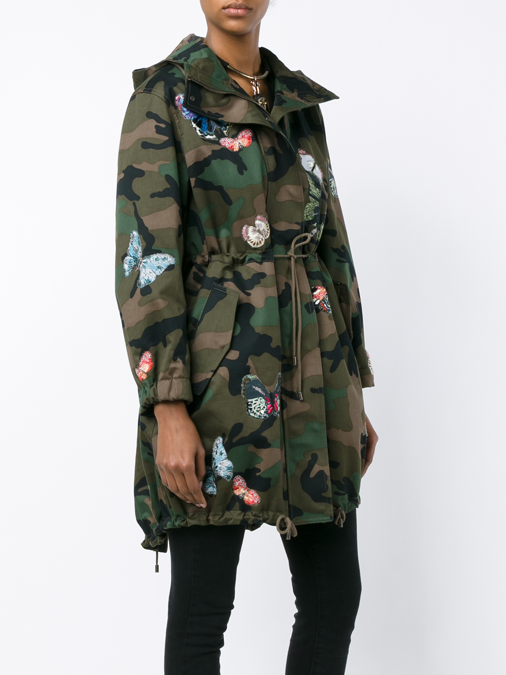 renere Let Ride Valentino Butterfly Embroidered Camouflage Parka Jacket | Lyst