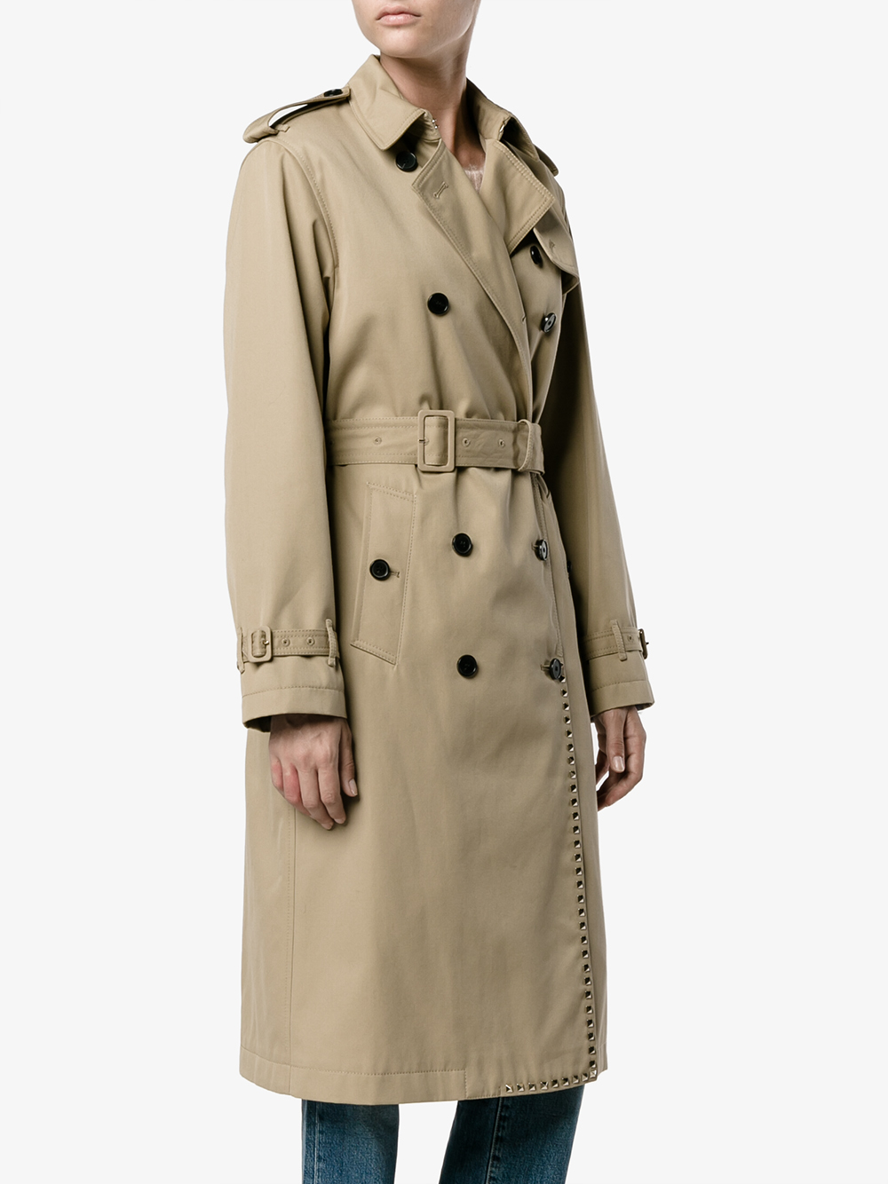 Beige trench coat Stay warm and stylish in this gorgeous mid-length coat featuring cosy pockets and a thick waist tie belt, perfect for a cold night out on the town!