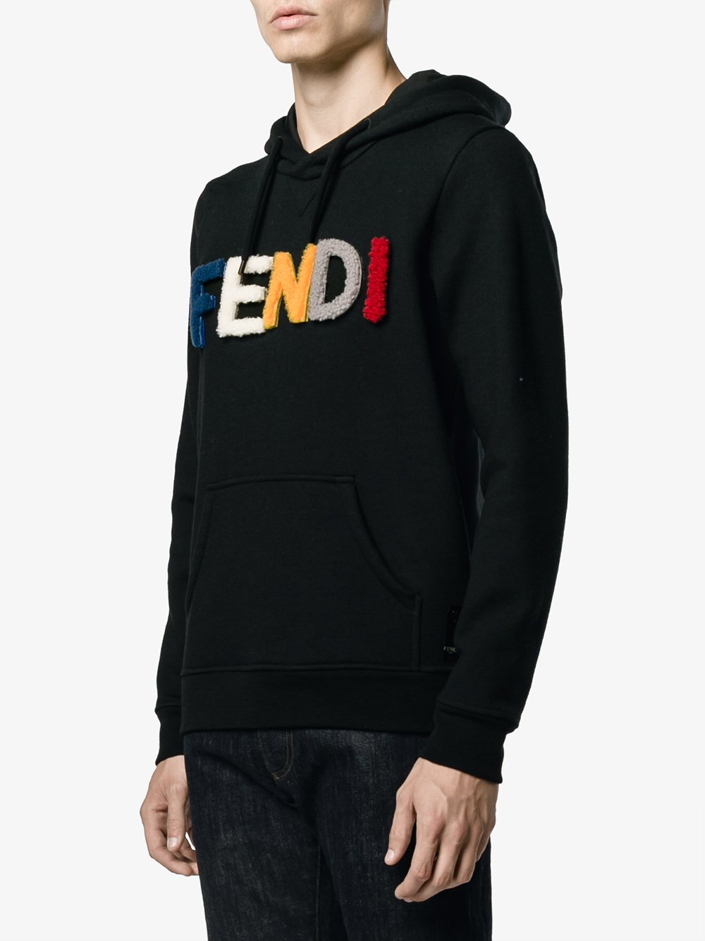 Fendi Wool Logo Hoodie in Black for Men - Lyst
